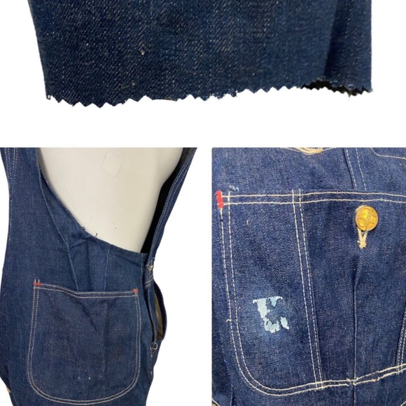 1950s RARE Blue Bell Selvage Dark Denim Bib Overalls Workwear / Women’s XS * - Picture 4 of 5